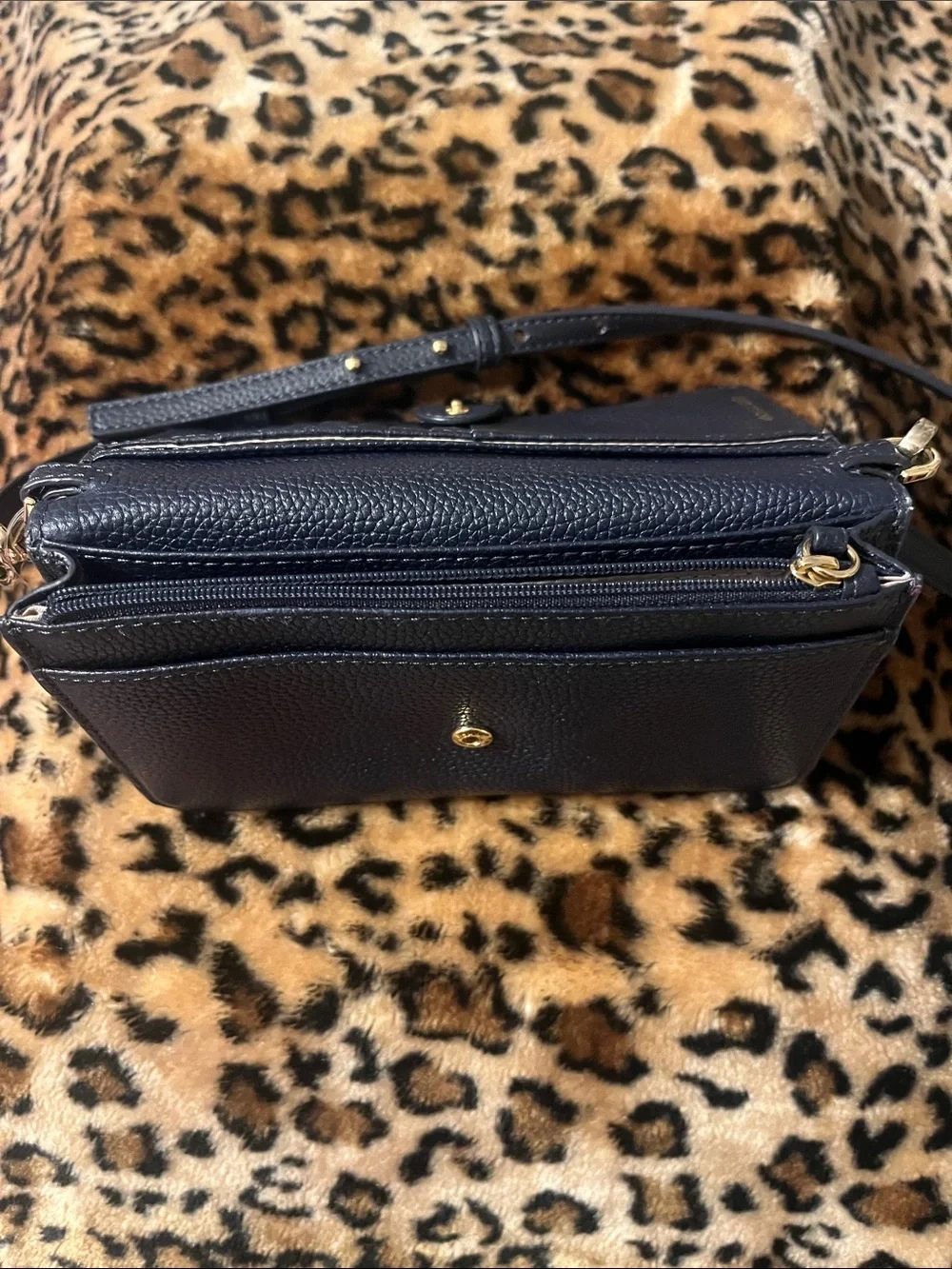 Michael Kors Black Pebbled Leather Crossbody with Gold MK Logo